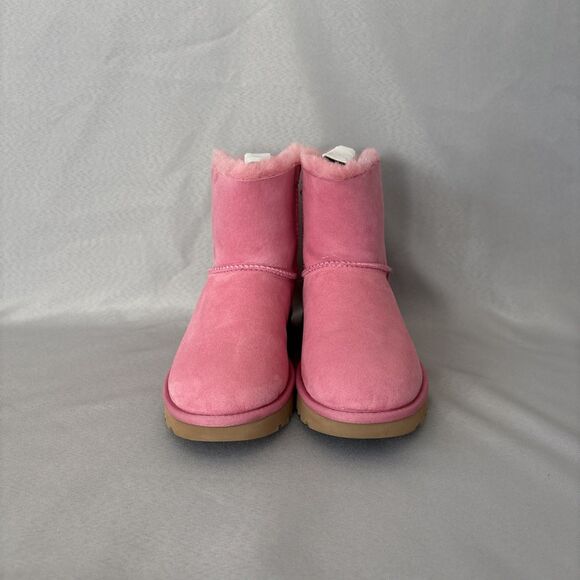 Womens UGG Boots Mini Bailey Bow WBRR Pink Sz 7 Suede Coquette Festival Sold Out - Picture 3 of 15
